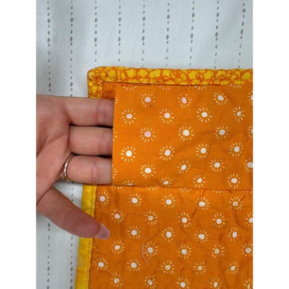 Handmade Wall Hanging Quilted Dinosaur Kid Childrens Room Orange/Gray Triceratop - Picture 3 of 7